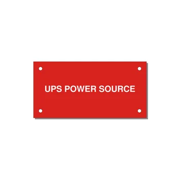 4.0x2.0" Safety Label - UPS POWER SOURCE — 4x2" White on Red, Holes