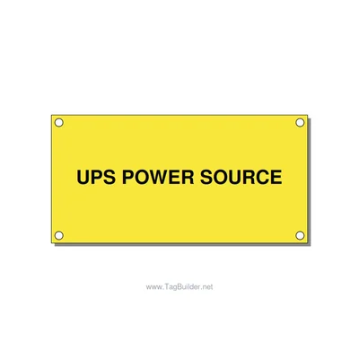 4.0x2.0" Safety Label - UPS POWER SOURCE, Black/Yellow, Holes thumbnail