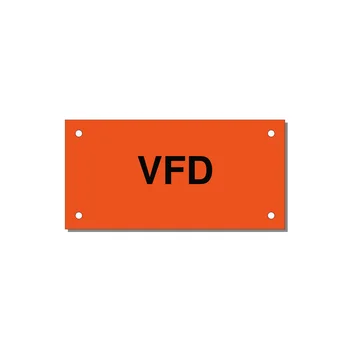 4.0x2.0" Safety Label - VFD — 4x2" Black on Orange, Holes