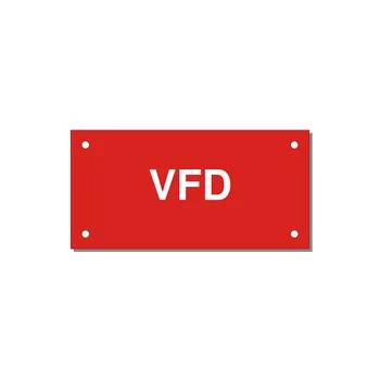 4.0x2.0" Safety Label - VFD — 4x2" White on Red, Holes