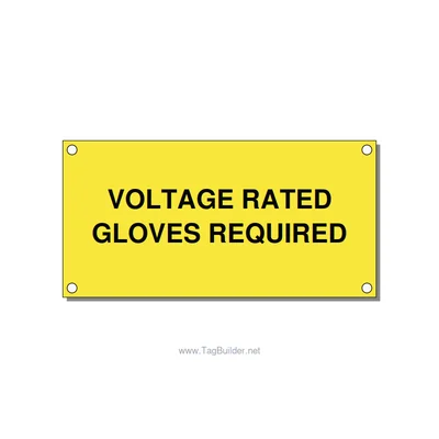 4.0x2.0" Safety Label - VOLTAGE RATED GLOVES REQU, Black/Yellow, Holes thumbnail