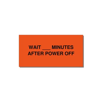 4.0x2.0" Safety Label - WAIT ___ MINUTES AFTER PO — 4x2" Black on Orange, Adhesive