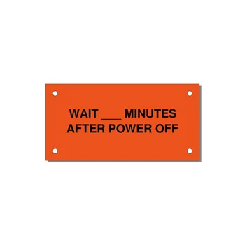 4.0x2.0" Safety Label - WAIT ___ MINUTES AFTER PO — 4x2" Black on Orange, Holes