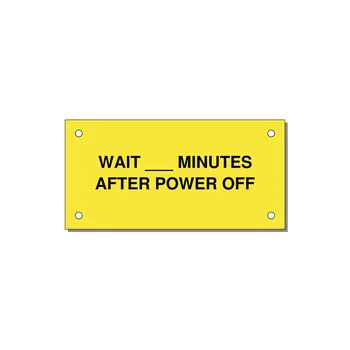 4.0x2.0" Safety Label - WAIT ___ MINUTES AFTER PO — 4x2" Black on Yellow, Holes