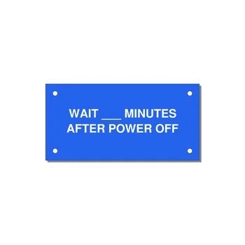 4.0x2.0" Safety Label - WAIT ___ MINUTES AFTER PO — 4x2" White on Blue, Holes
