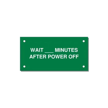 4.0x2.0" Safety Label - WAIT ___ MINUTES AFTER PO — 4x2" White on Green, Holes