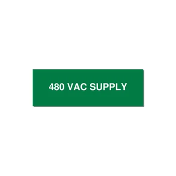 480VAC Supply Label – OEM Machine Power — 3x1" White on Green, Holes