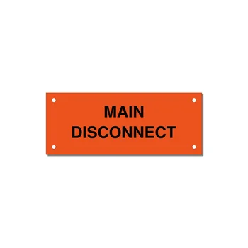 5.0x2.0" Disconnect Switch Label - MAIN DISCONNECT — 5x2" Black on Orange, Holes