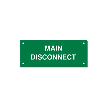 5.0x2.0" Disconnect Switch Label - MAIN DISCONNECT — 5x2" White on Green, Holes