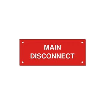 5.0x2.0" Disconnect Switch Label - MAIN DISCONNECT — 5x2" White on Red, Holes