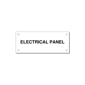 5.0x2.0" Electrical Safety Label - ELECTRICAL PANEL — 5x2" Black on White, Holes