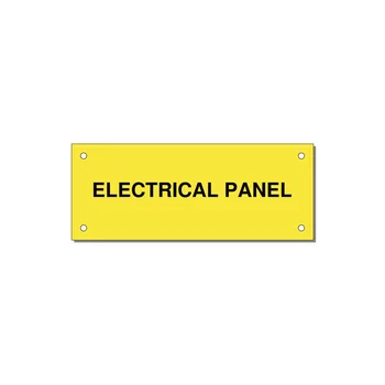 5.0x2.0" Electrical Safety Label - ELECTRICAL PANEL — 5x2" Black on Yellow, Holes
