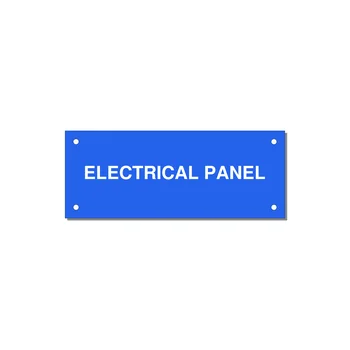 5.0x2.0" Electrical Safety Label - ELECTRICAL PANEL — 5x2" White on Blue, Holes