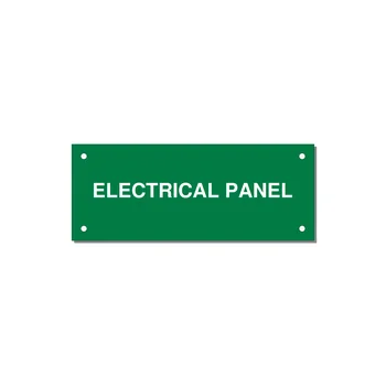 5.0x2.0" Electrical Safety Label - ELECTRICAL PANEL — 5x2" White on Green, Holes