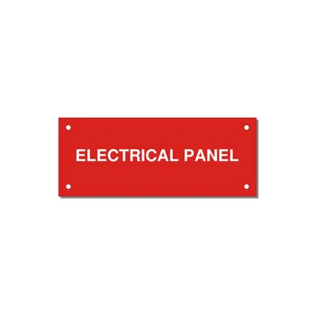 5.0x2.0" Electrical Safety Label - ELECTRICAL PANEL — 5x2" White on Red, Holes