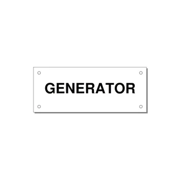 5.0x2.0" Generator Equipment Label - GENERATOR — 5x2" Black on White, Holes