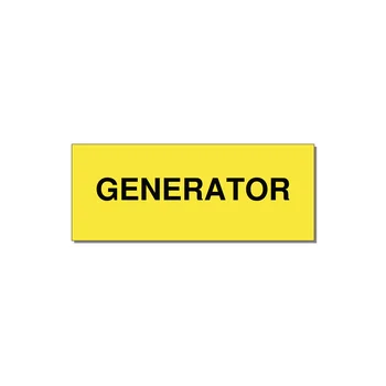 5.0x2.0" Generator Equipment Label - GENERATOR — 5x2" Black on Yellow, Adhesive