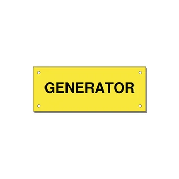 5.0x2.0" Generator Equipment Label - GENERATOR — 5x2" Black on Yellow, Holes