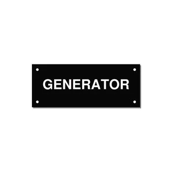 5.0x2.0" Generator Equipment Label - GENERATOR — 5x2" White on Black, Holes