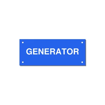 5.0x2.0" Generator Equipment Label - GENERATOR — 5x2" White on Blue, Holes