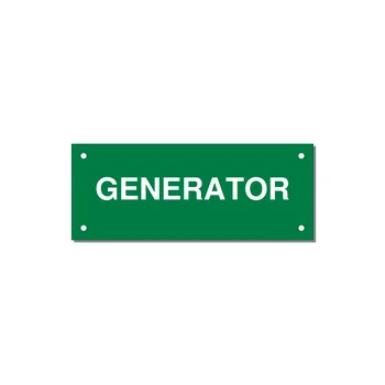 5.0x2.0" Generator Equipment Label - GENERATOR — 5x2" White on Green, Holes