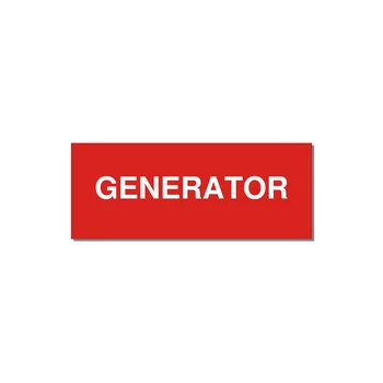 5.0x2.0" Generator Equipment Label - GENERATOR — 5x2" White on Red, Adhesive