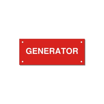 5.0x2.0" Generator Equipment Label - GENERATOR — 5x2" White on Red, Holes