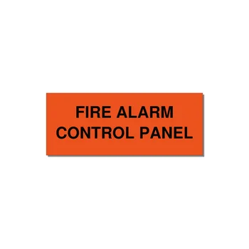 5.0x2.0" Panel Identification Label - FIRE ALARM CONTROL PANEL — 5x2" Black on Orange, Adhesive