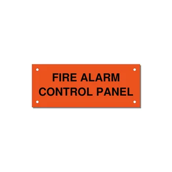 5.0x2.0" Panel Identification Label - FIRE ALARM CONTROL PANEL — 5x2" Black on Orange, Holes