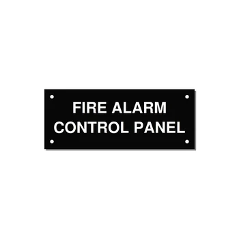 5.0x2.0" Panel Identification Label - FIRE ALARM CONTROL PANEL — 5x2" White on Black, Holes