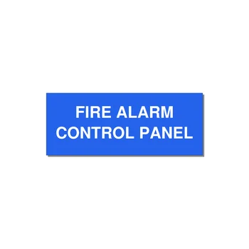 5.0x2.0" Panel Identification Label - FIRE ALARM CONTROL PANEL — 5x2" White on Blue, Adhesive