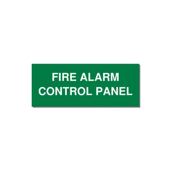 5.0x2.0" Panel Identification Label - FIRE ALARM CONTROL PANEL — 5x2" White on Green, Adhesive
