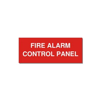 5.0x2.0" Panel Identification Label - FIRE ALARM CONTROL PANEL — 5x2" White on Red, Adhesive