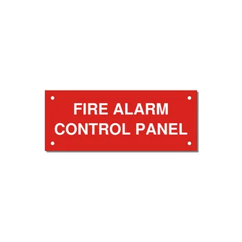 5.0x2.0" Panel Identification Label - FIRE ALARM CONTROL PANEL — 5x2" White on Red, Holes