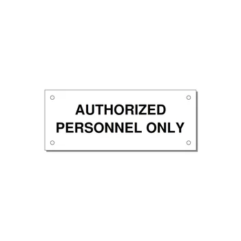 5.0x2.0" Safety Label - AUTHORIZED PERSONNEL ONLY — 5x2" Black on White, Holes