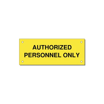 5.0x2.0" Safety Label - AUTHORIZED PERSONNEL ONLY — 5x2" Black on Yellow, Holes