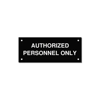 5.0x2.0" Safety Label - AUTHORIZED PERSONNEL ONLY — 5x2" White on Black, Holes