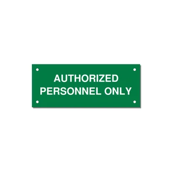 5.0x2.0" Safety Label - AUTHORIZED PERSONNEL ONLY — 5x2" White on Green, Holes
