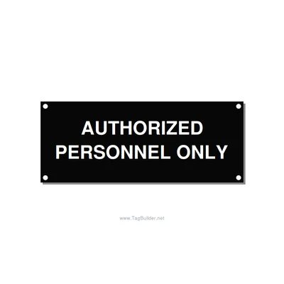 5.0x2.0" Safety Label - AUTHORIZED PERSONNEL ONLY, White/Black, Holes thumbnail