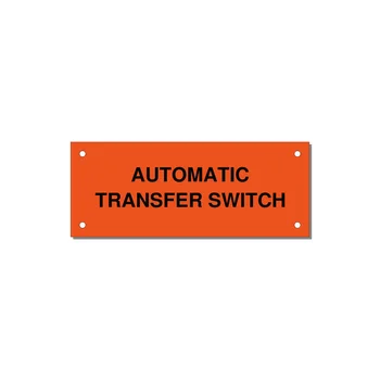 5.0x2.0" Safety Label - AUTOMATIC TRANSFER SWITCH — 5x2" Black on Orange, Holes