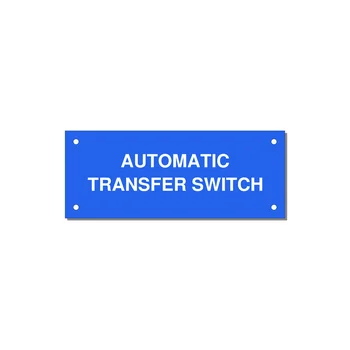 5.0x2.0" Safety Label - AUTOMATIC TRANSFER SWITCH — 5x2" White on Blue, Holes