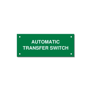 5.0x2.0" Safety Label - AUTOMATIC TRANSFER SWITCH — 5x2" White on Green, Holes