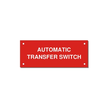 5.0x2.0" Safety Label - AUTOMATIC TRANSFER SWITCH — 5x2" White on Red, Holes