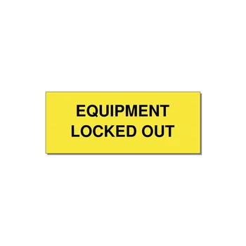 5.0x2.0" Safety Label - EQUIPMENT LOCKED OUT — 5x2" Black on Yellow, Adhesive