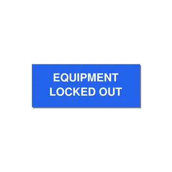 5.0x2.0" Safety Label - EQUIPMENT LOCKED OUT — 5x2" White on Blue, Adhesive
