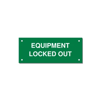 5.0x2.0" Safety Label - EQUIPMENT LOCKED OUT — 5x2" White on Green, Holes