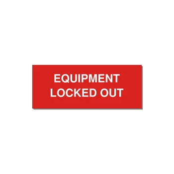 5.0x2.0" Safety Label - EQUIPMENT LOCKED OUT — 5x2" White on Red, Adhesive