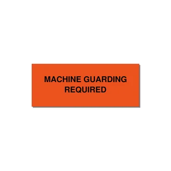 5.0x2.0" Safety Label - MACHINE GUARDING REQUIRED — 5x2" Black on Orange, Adhesive