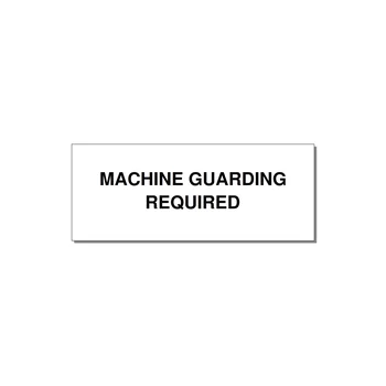 5.0x2.0" Safety Label - MACHINE GUARDING REQUIRED — 5x2" Black on White, Adhesive