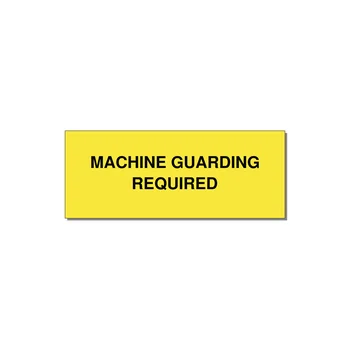 5.0x2.0" Safety Label - MACHINE GUARDING REQUIRED — 5x2" Black on Yellow, Adhesive